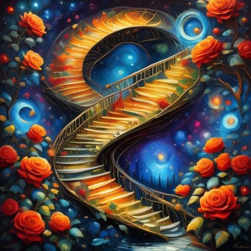 Double Helix Rose in Impasto Style