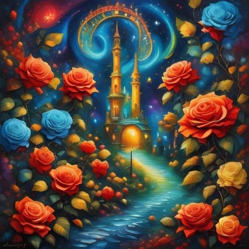 Double Helix Rose in Impasto Style