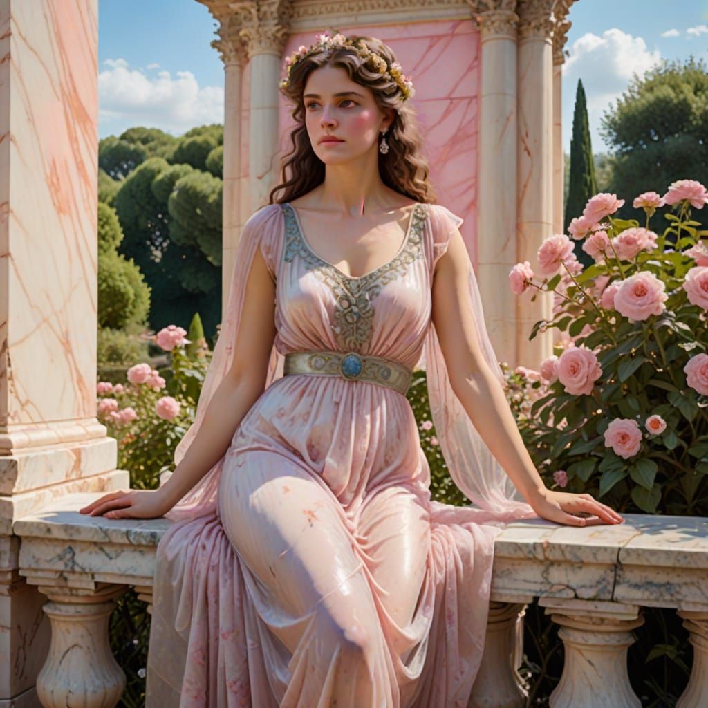 Classical Beauty in Pink Marble Garden
