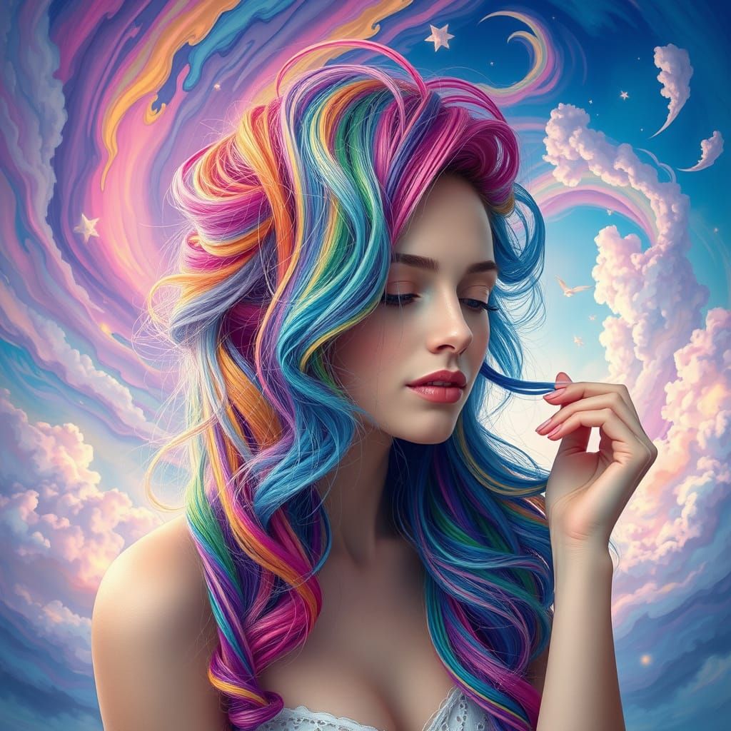 She comes in colors everywhere,
She combs her hair,
She's like a rainbow,
Coming, colors in the air
Oh, everywhere,
She ...