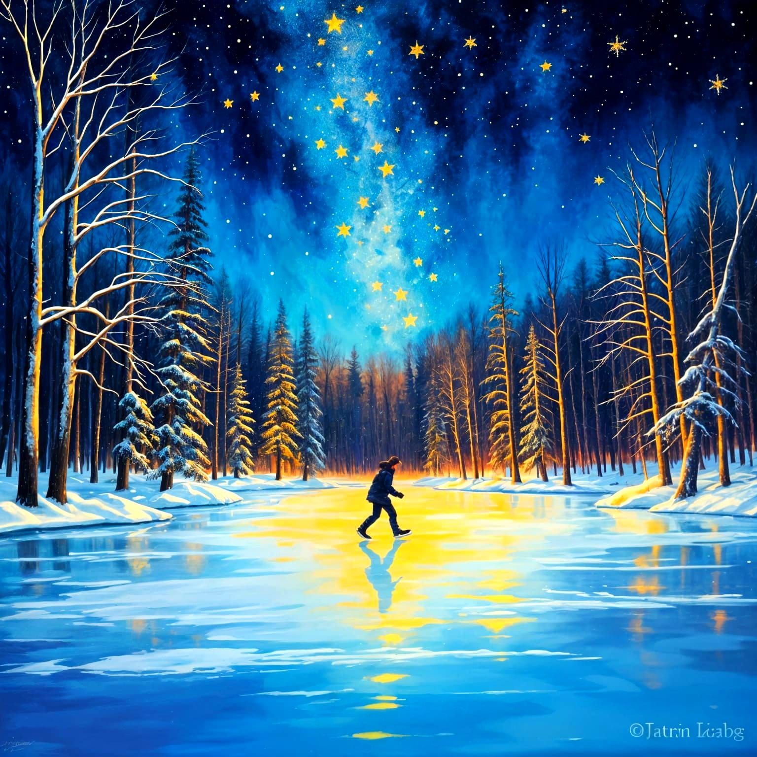 Winter Forest Under Starlight