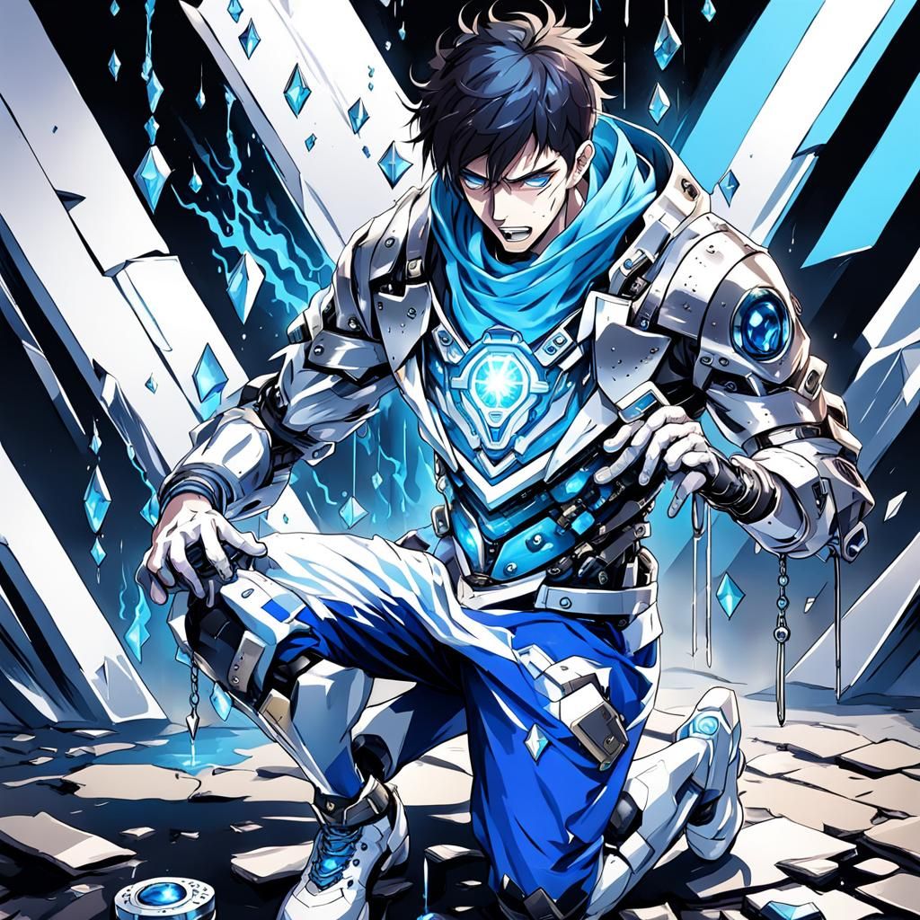 Anime Boy in Agony: Detailed Illustration