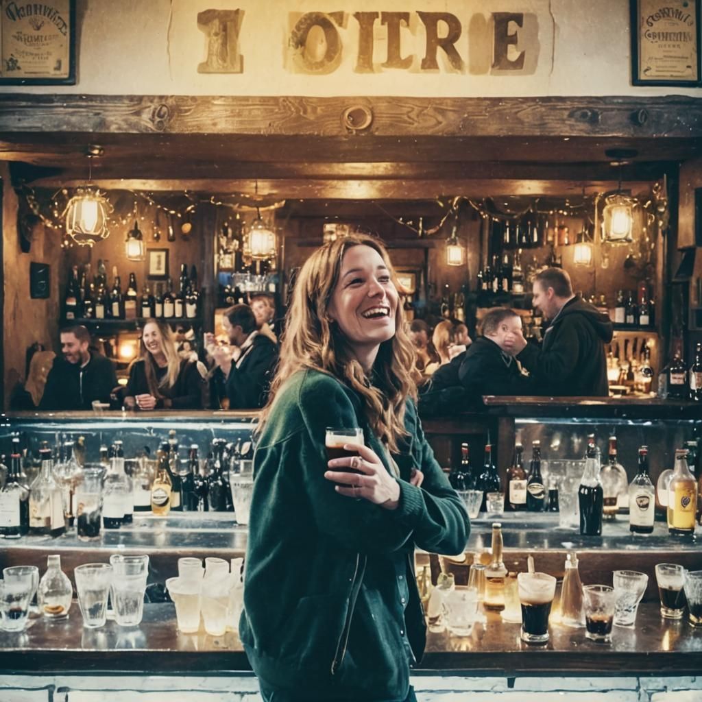 Joyful Irish Pub Scene in Expressionist Style