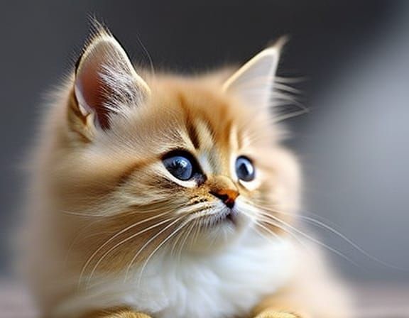 Super Cute Fluffy Kitten Portrait