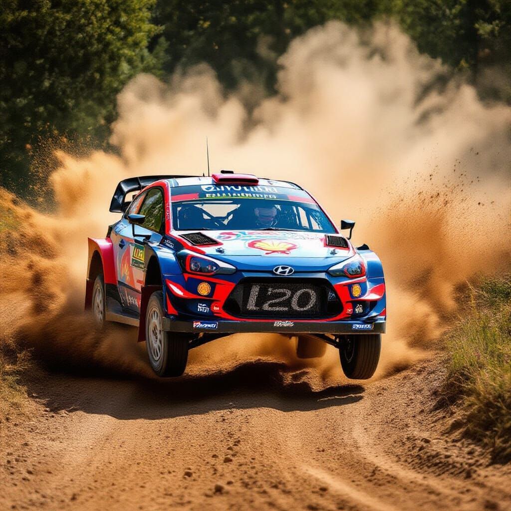 Hyundai Rally Car Soars Over Dirt Track in Hyperrealistic 4K