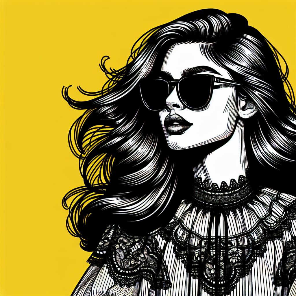 Vector Art Portrait of South Asian Woman in Pop Art Style