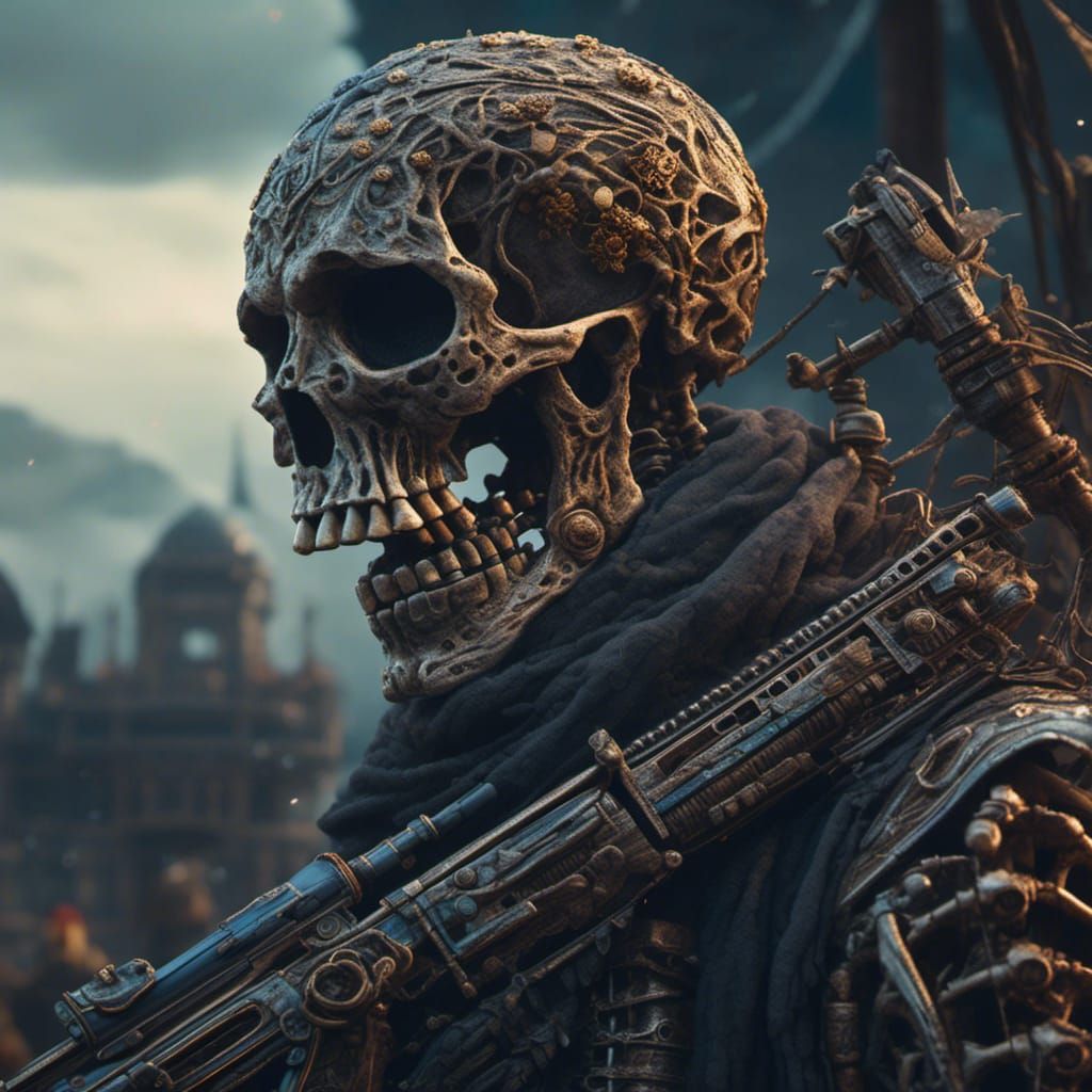 Hyperrealistic Skeleton Sniper Portrait