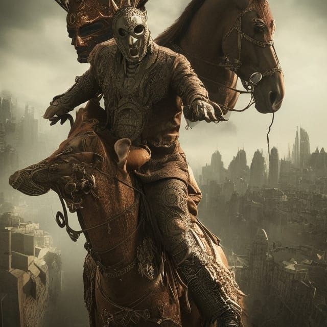 Epic Masked Figure Stands Defiant: Digital Matte Painting