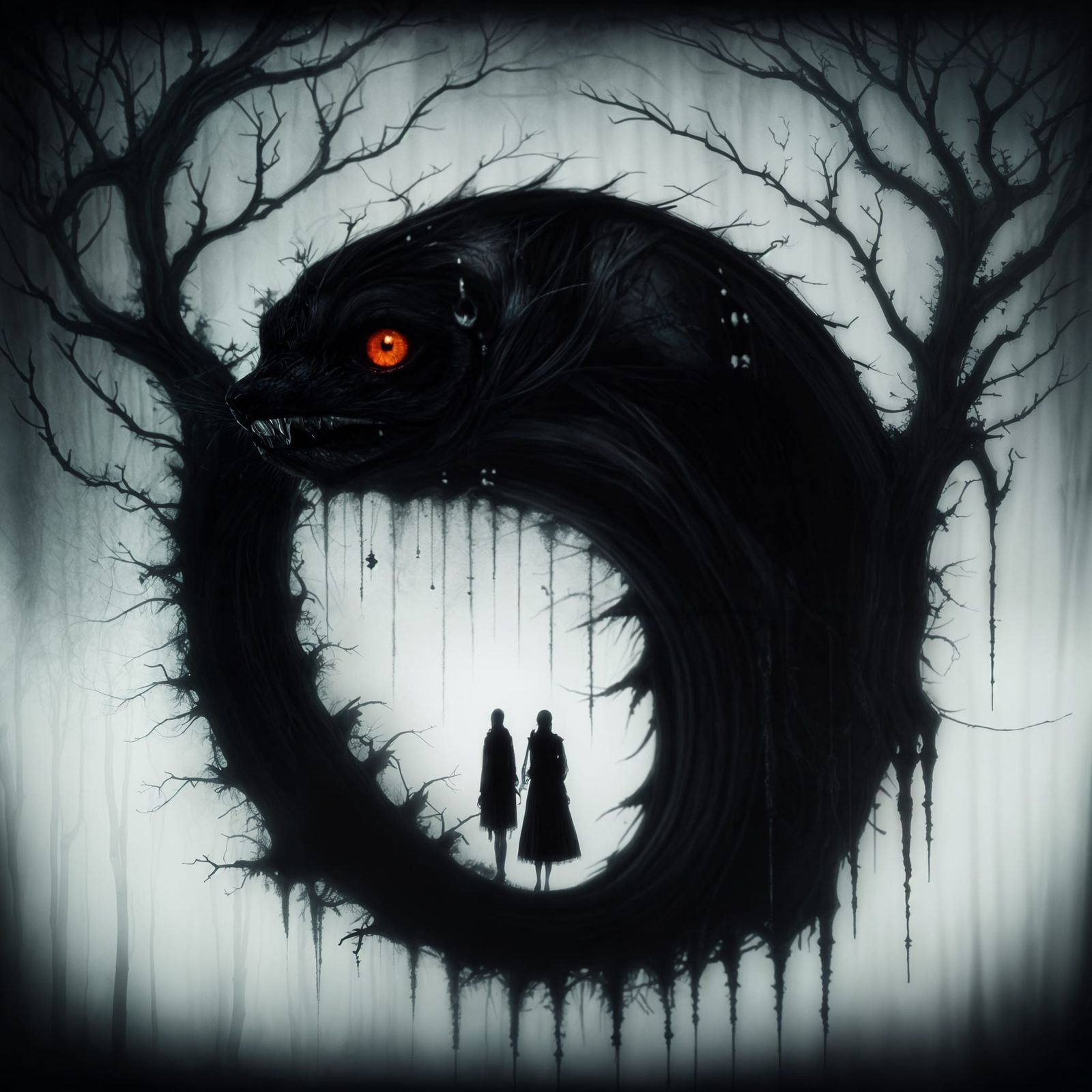 Monochromatic Myth Airbrush Painting with Oil Tears