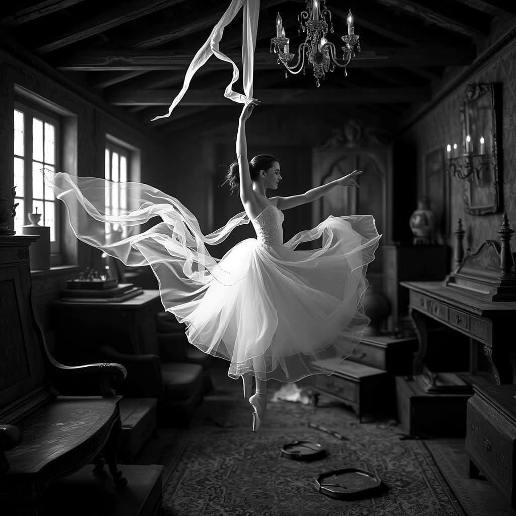 Elegant Ghost Dancer in Art Deco Attic