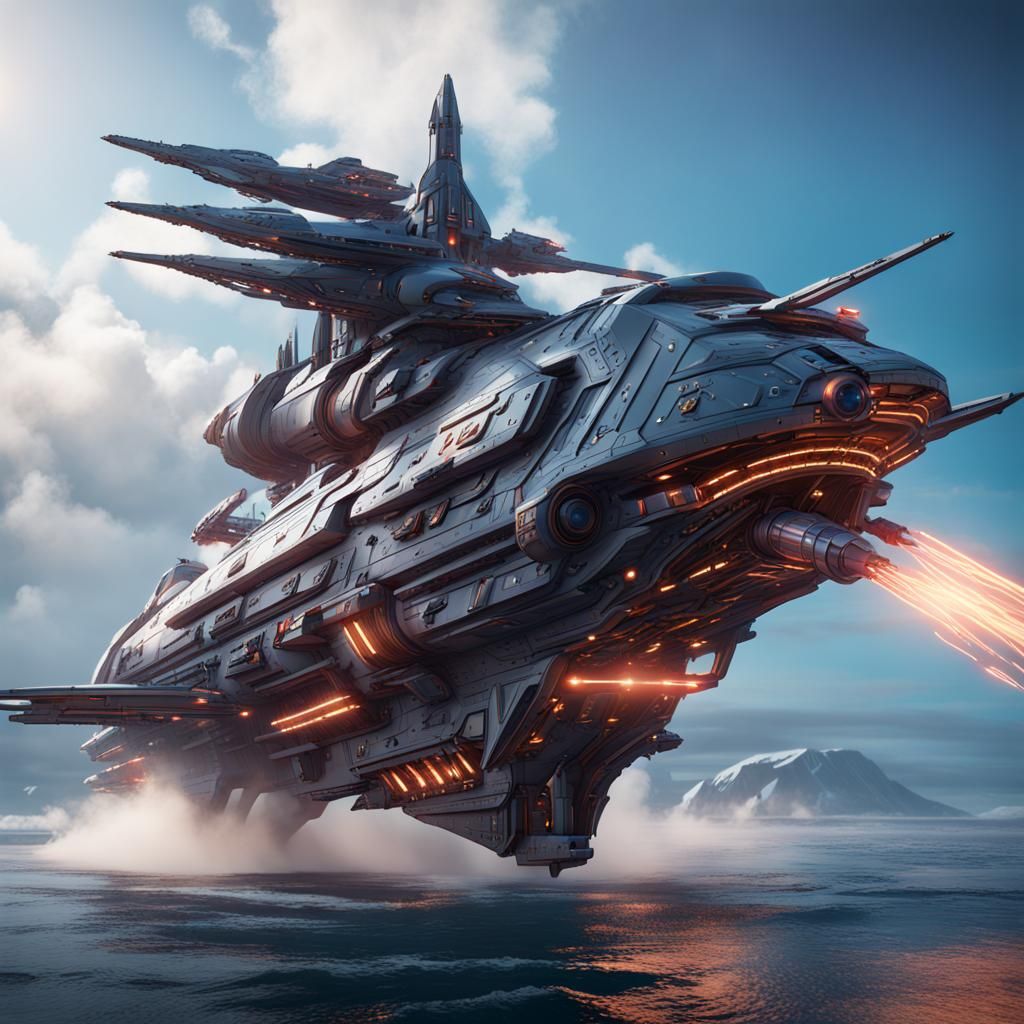 Space-Age Pegasus Warship in DND Style