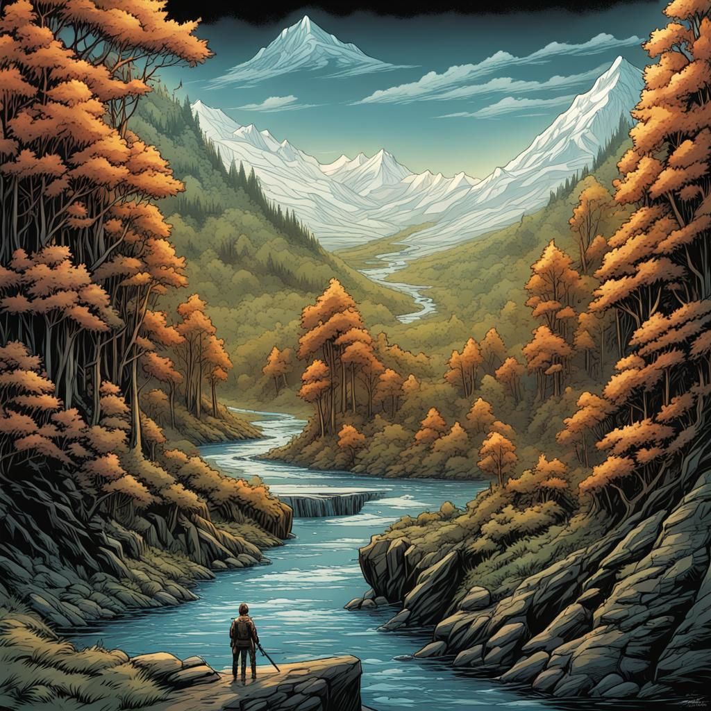 Hunger Games Landscape in Comic Book Art Style