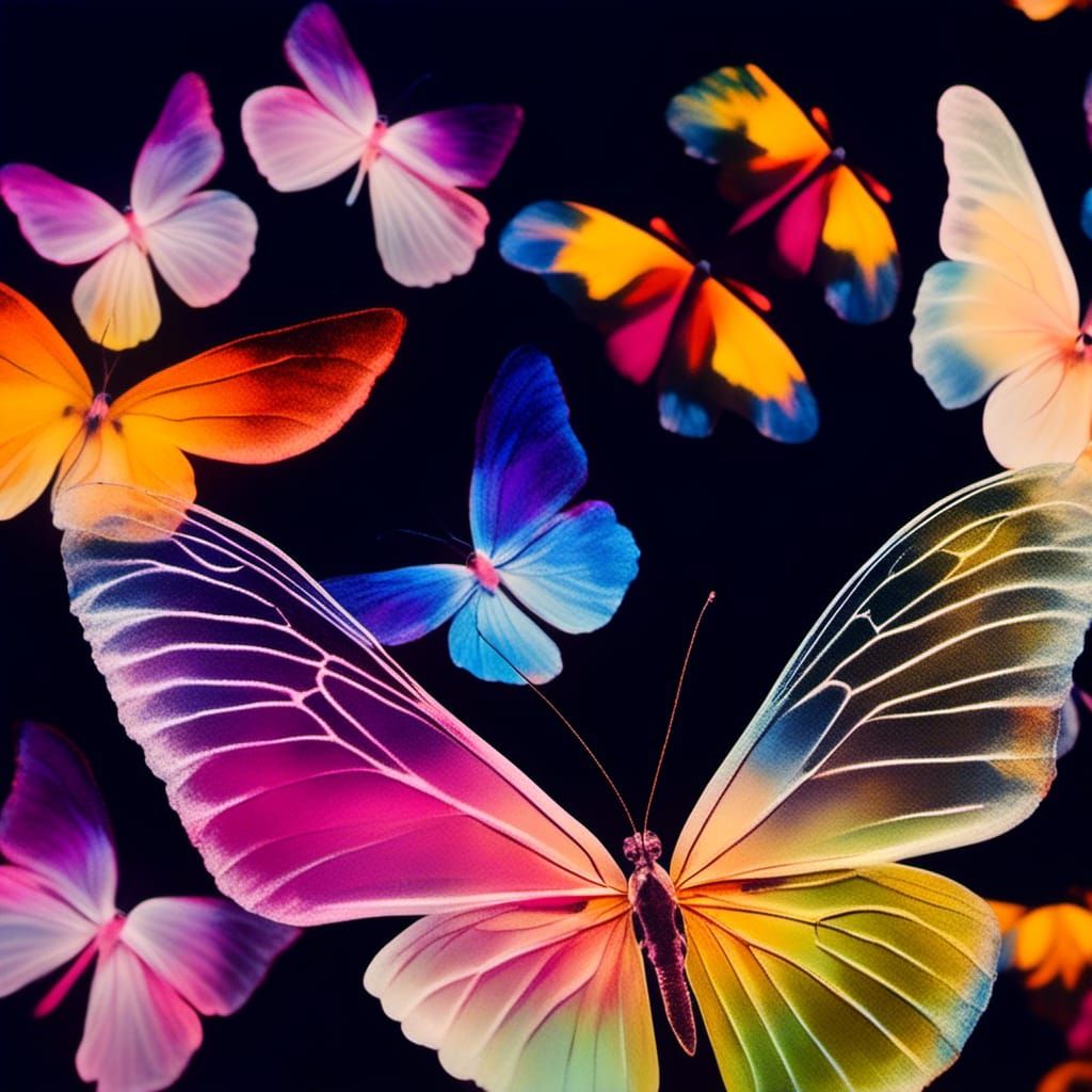 Flowers on Butterfly Wings in Cibachrome Photogram Style