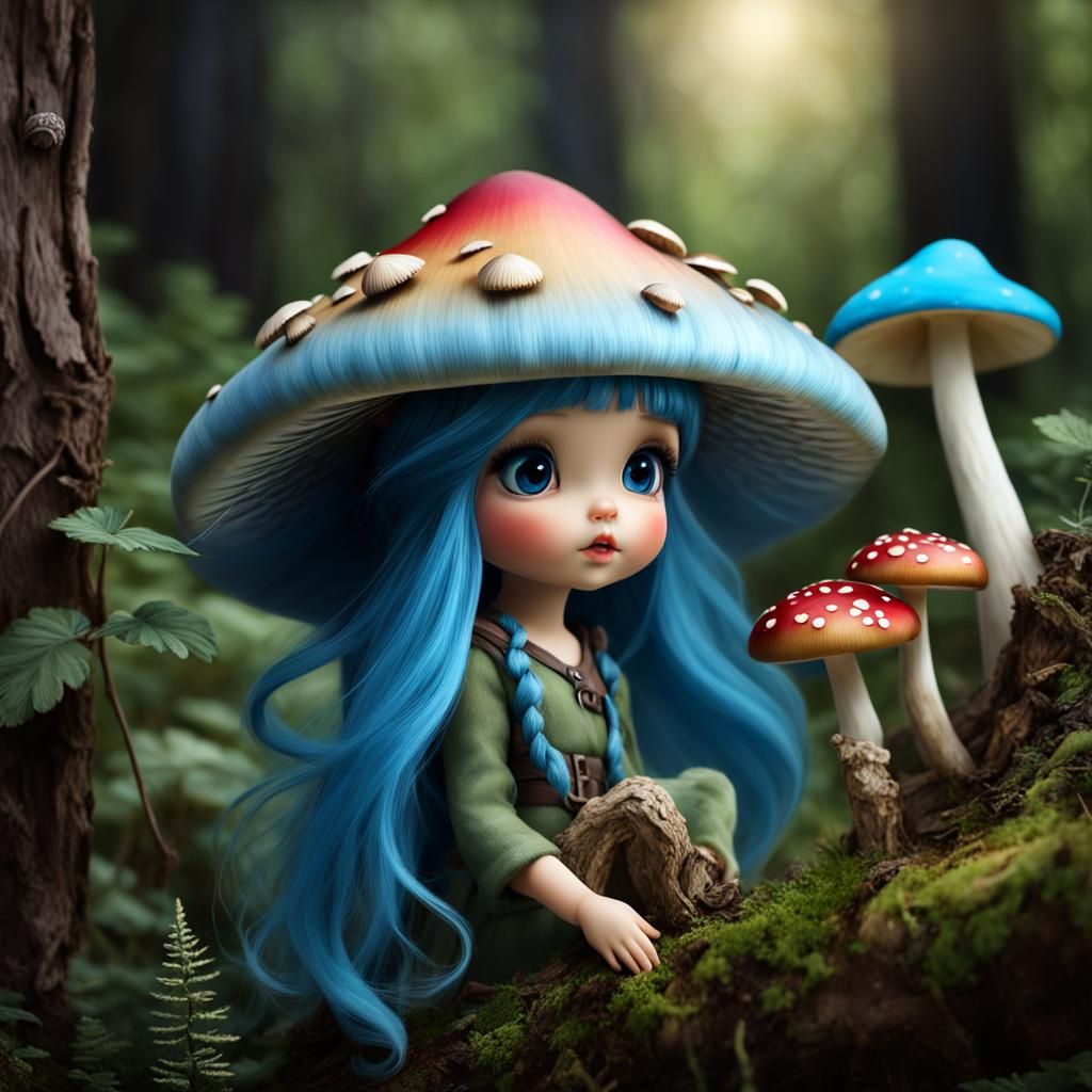 Mushroom Fairy in Whimsical Forest, Detailed Render