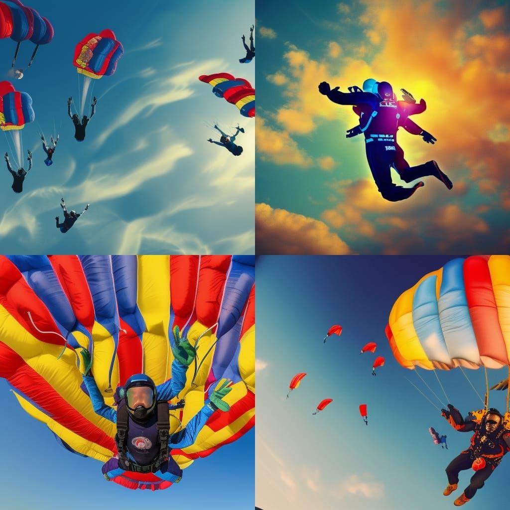 Skydiver with Colorful Parachutes in Unreal Engine 5