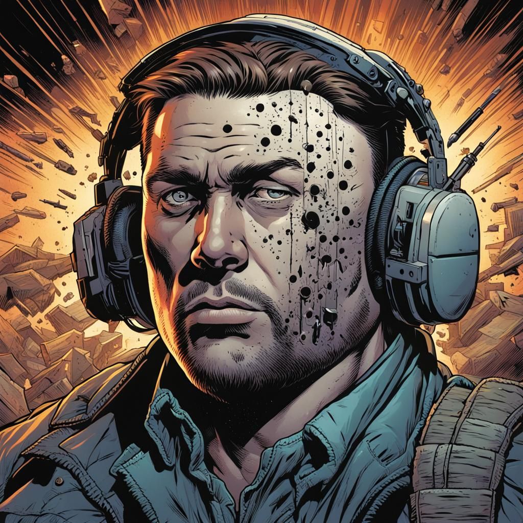 Man with Bullet Hole: Comic Book Art