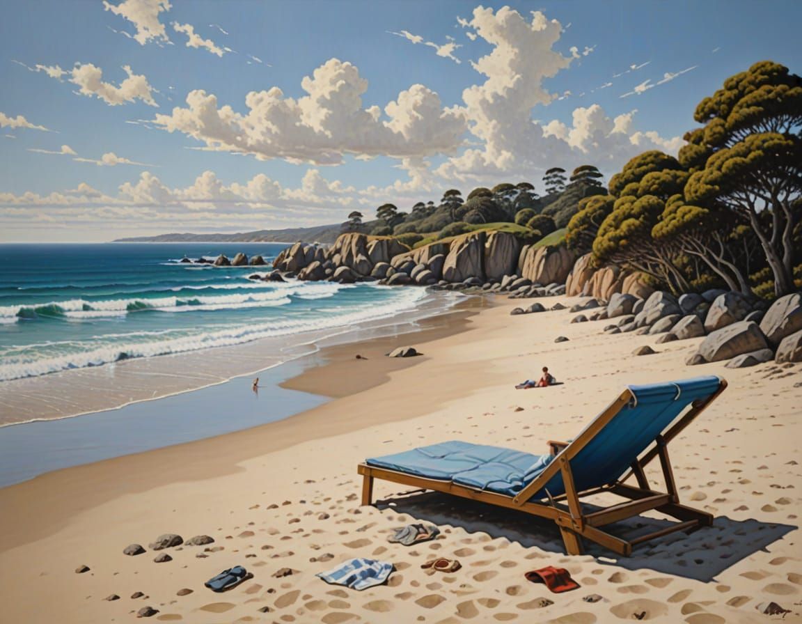 Hyperrealist Beach Scene in Narooma on a Sunny Day