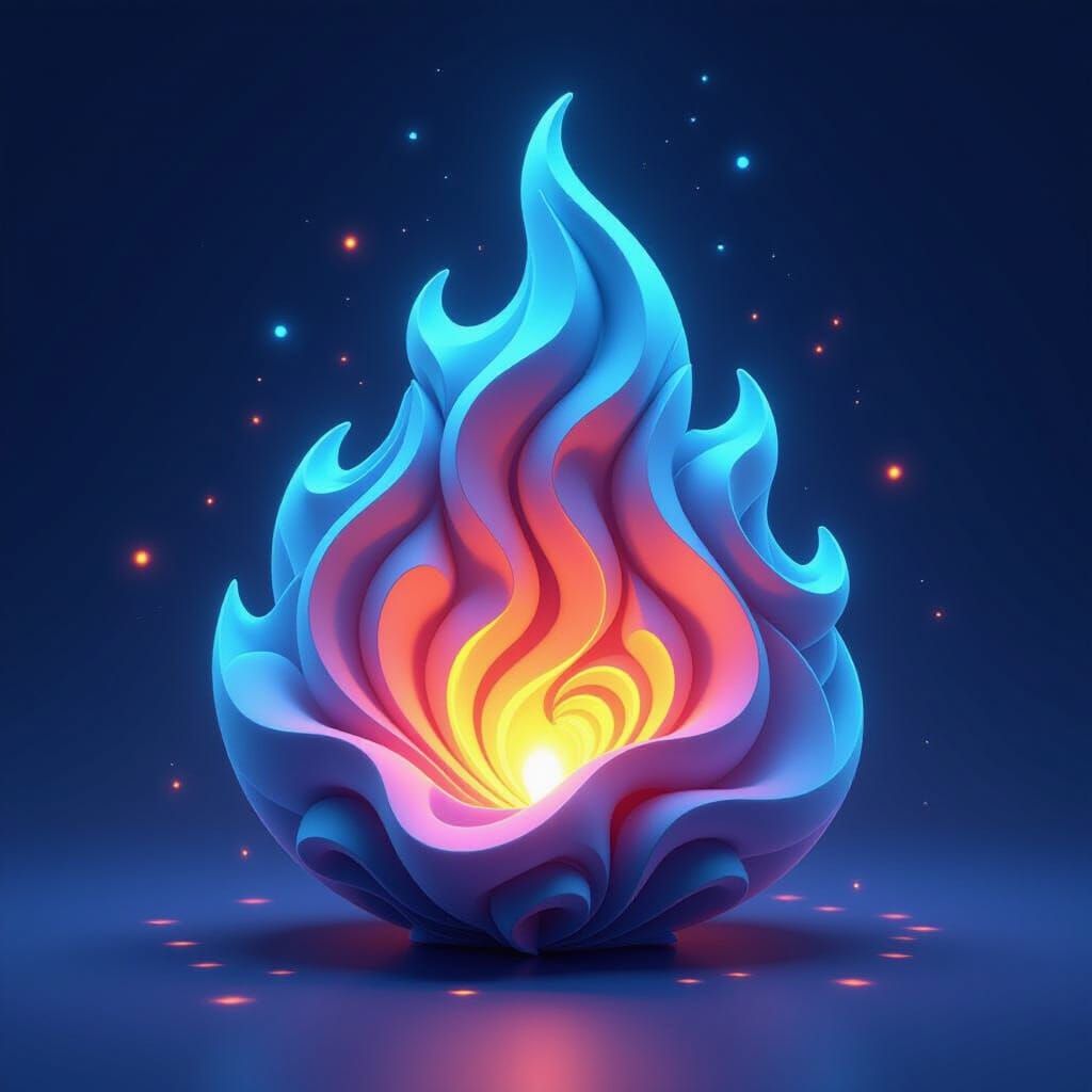 Glowing 3D Doodleblend Fractal Flame