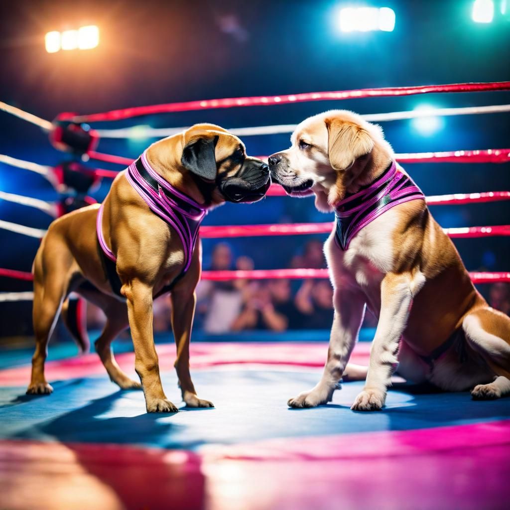 Dogs Pro Wrestling in Synthwave Neon Style