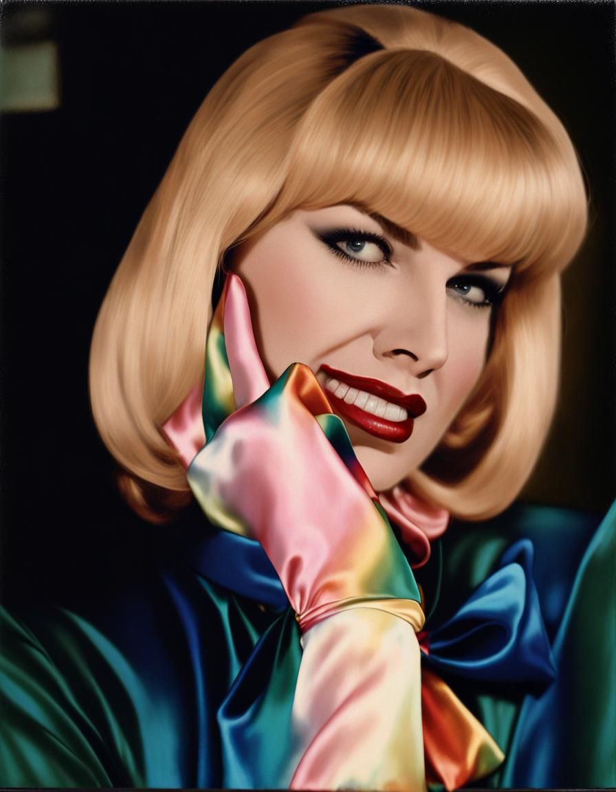 Big Beautiful Woman BBW Woman Wearing High Neck Modest Rainb...