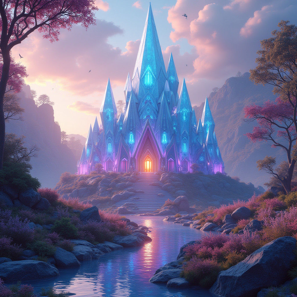 Diamond House in Iridescent Landscape: Matte Painting