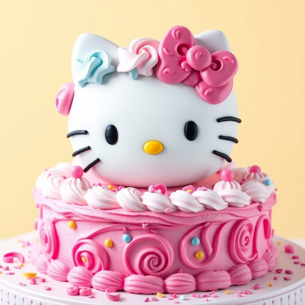 Hello Kitty Birthday Cake in Pop Art Style