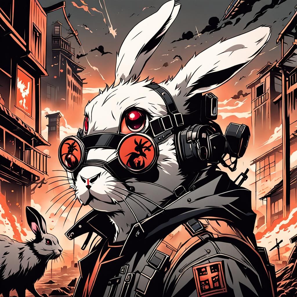 Anime Rabbit Leading Animal Warriors in Apocalypse