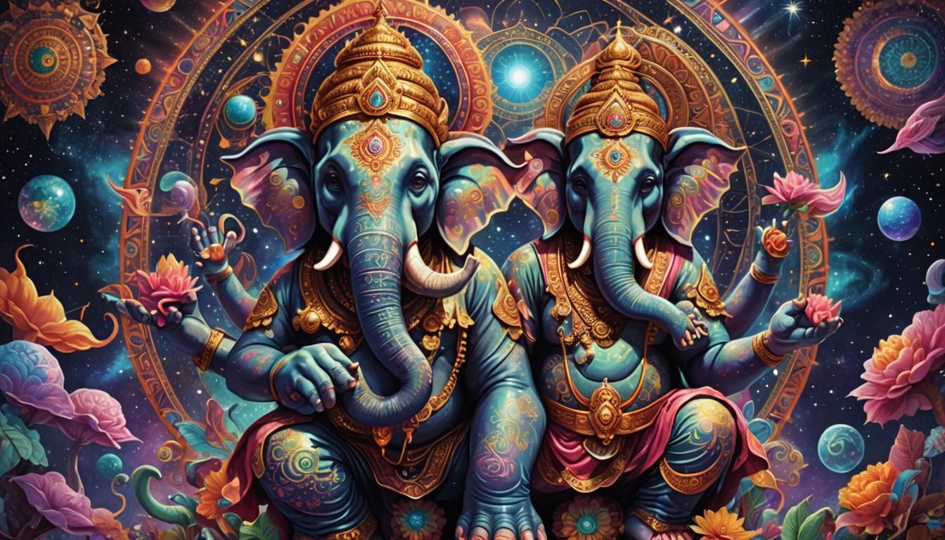 Cosmic Ganesh in Astral Art Style