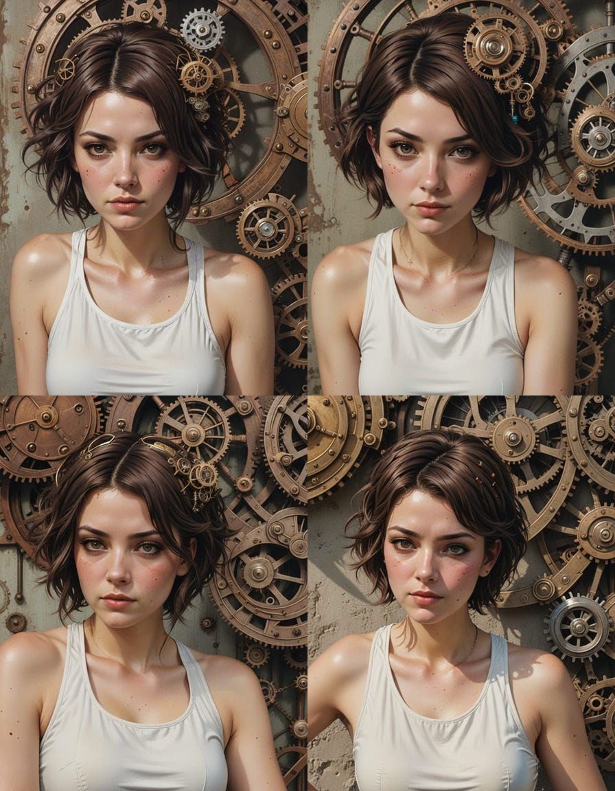 Steampunk Pregnant Woman in 22nd Century Swimsuit