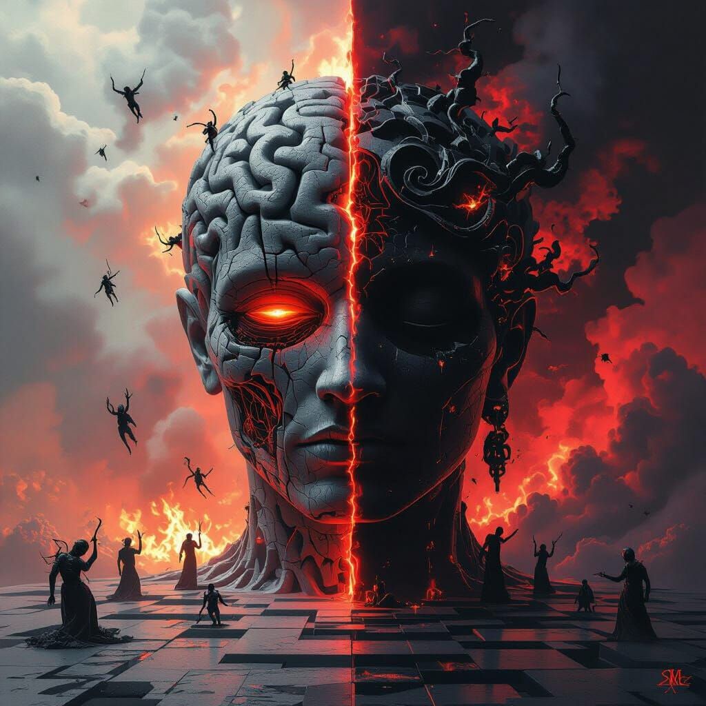 Infernal Brain Temple: A Surreal Digital Artwork