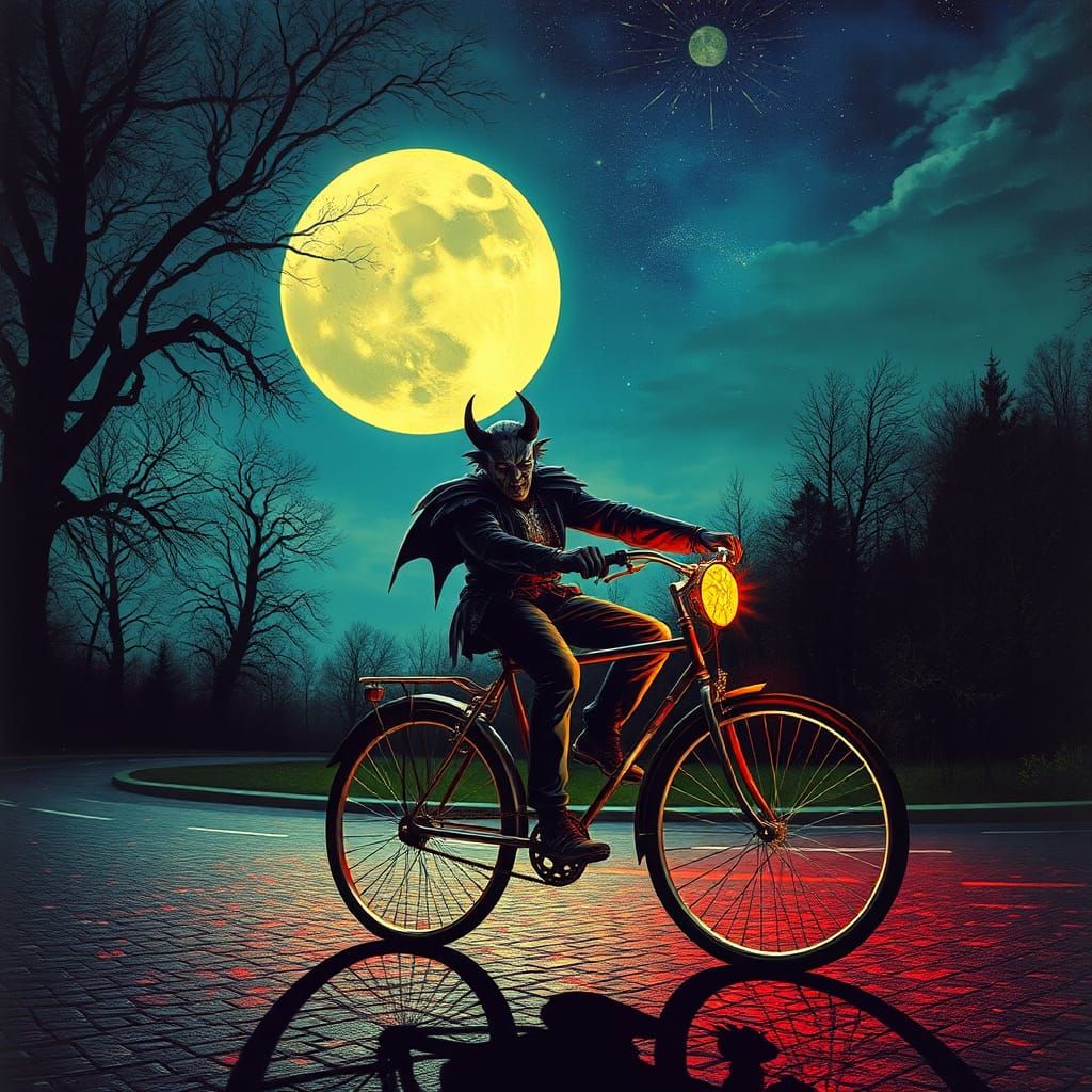 Vampire on Bicycle: Psychedelic Klimt-Inspired Twilight