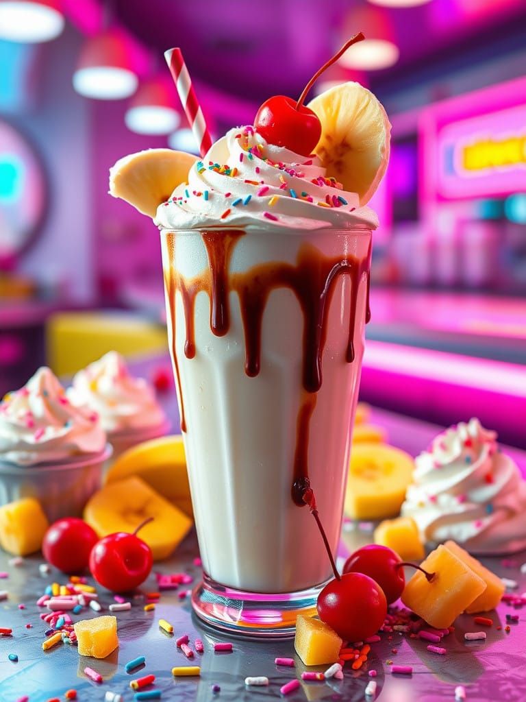 🥈banana split milkshake