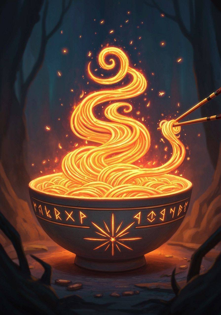 Magical Phoenix Fire Noodles in Rune Bowl