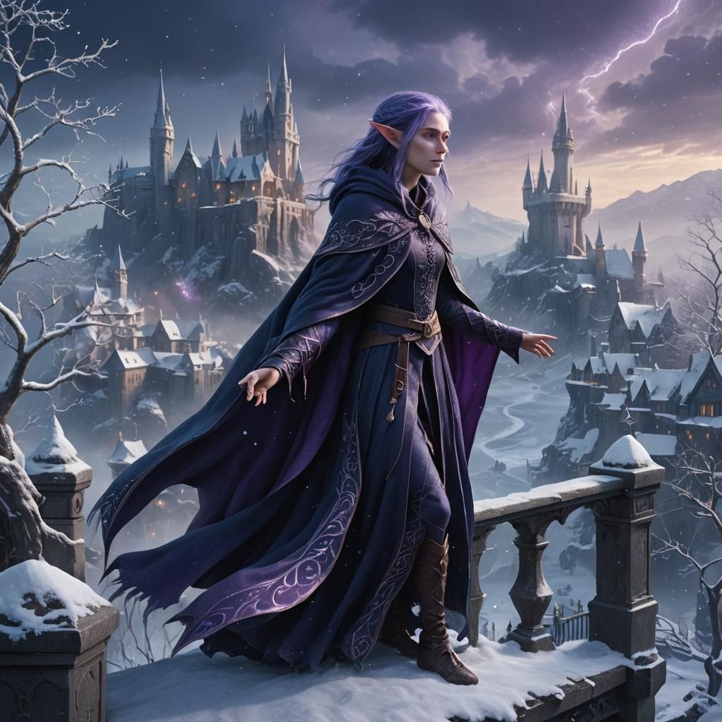 Enchanting Elf on Winter Battlement