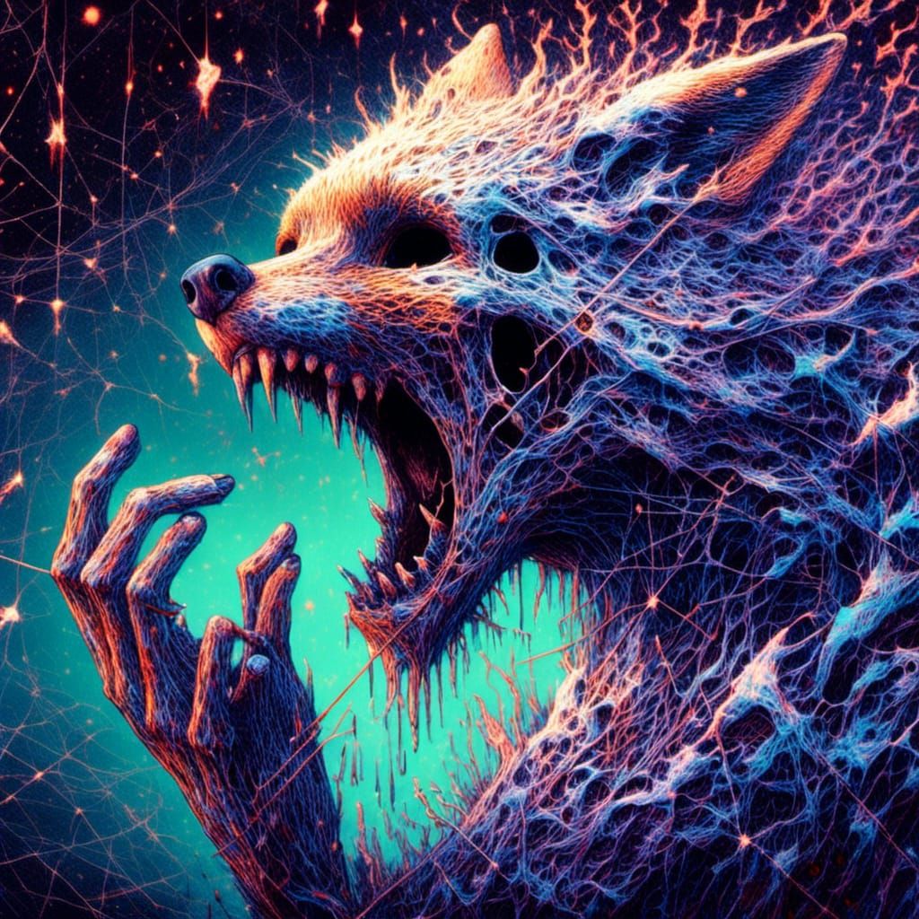 Undead Fox Necromancer in Seapunk Style