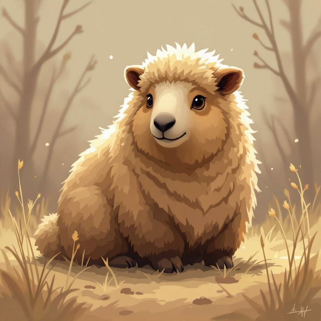 Warmly Lit Domestic Animal in Digital Painting Style