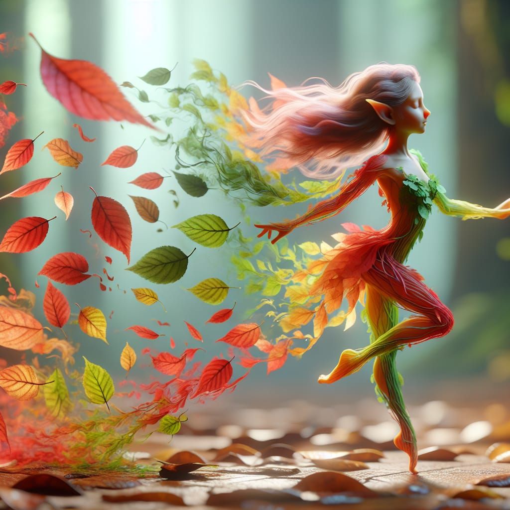 Ethereal Autumn Elf Ballerina in Fairy Forest