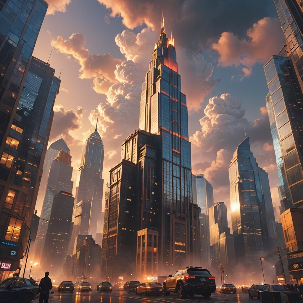Skyscraper at Dawn: 3D Videogame Concept Art