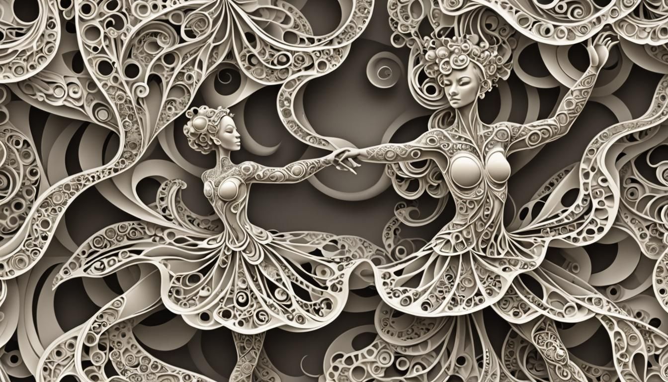 Abstract Fractal Dancer with Zentangle Elements