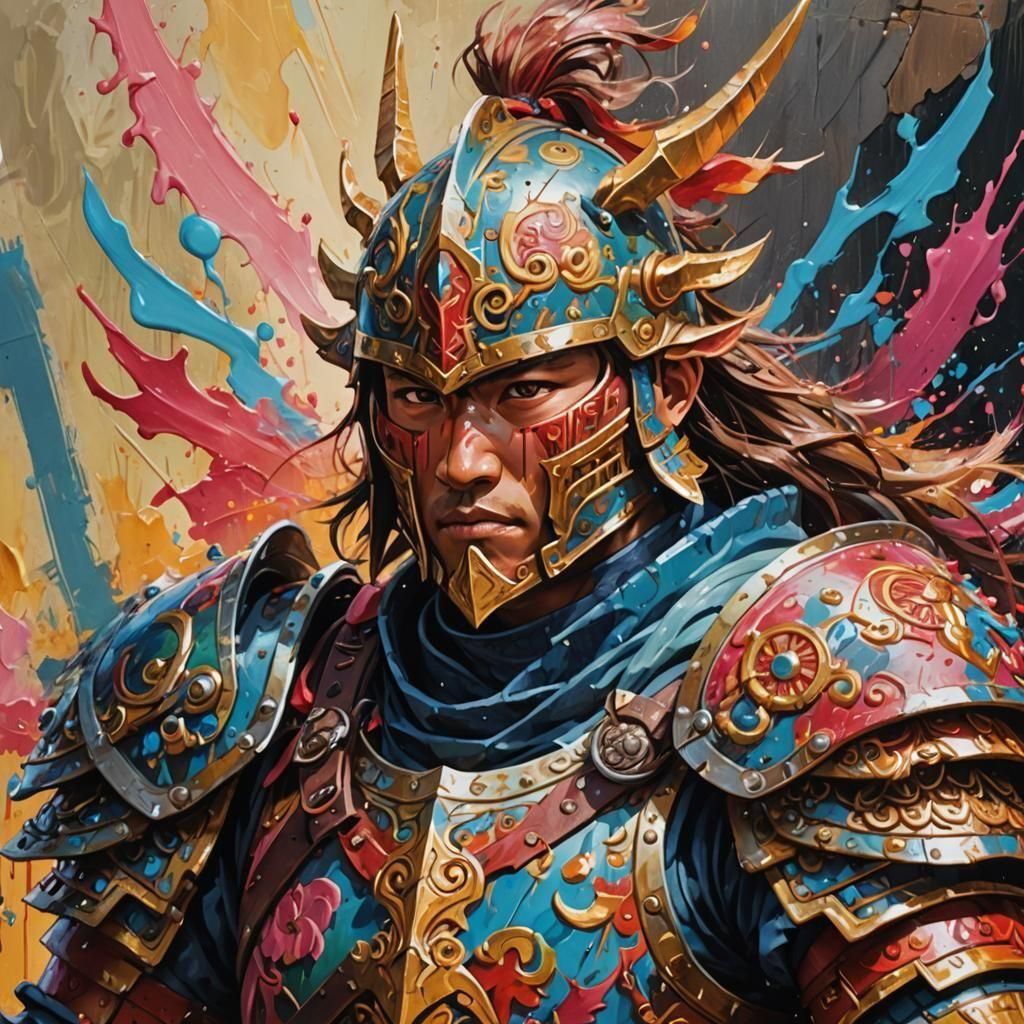 Polygonal Hongtae Warrior Portrait in Futuristic Style