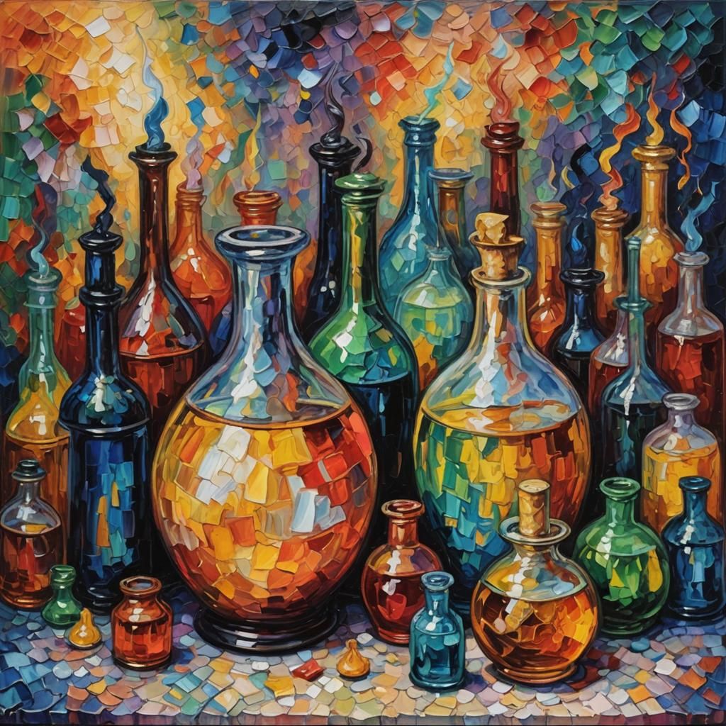 Colorful Expressionist Painting with Textured Impasto