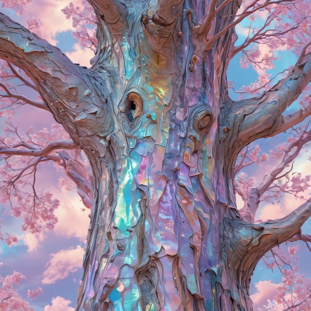 Iridescent Tree with Mother of Pearl Sheen