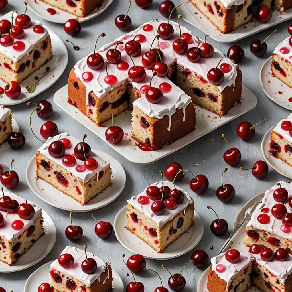 Exquisite Cherry Cake Still Life