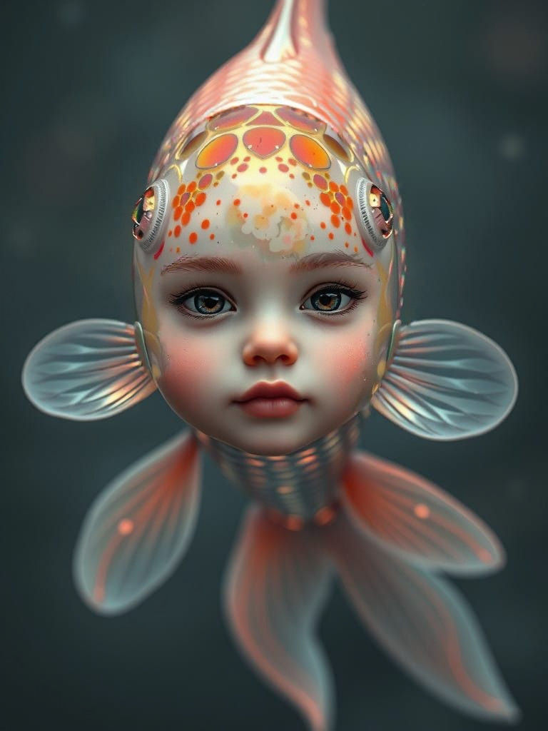 Dreamlike Koi Goddess with Human Face