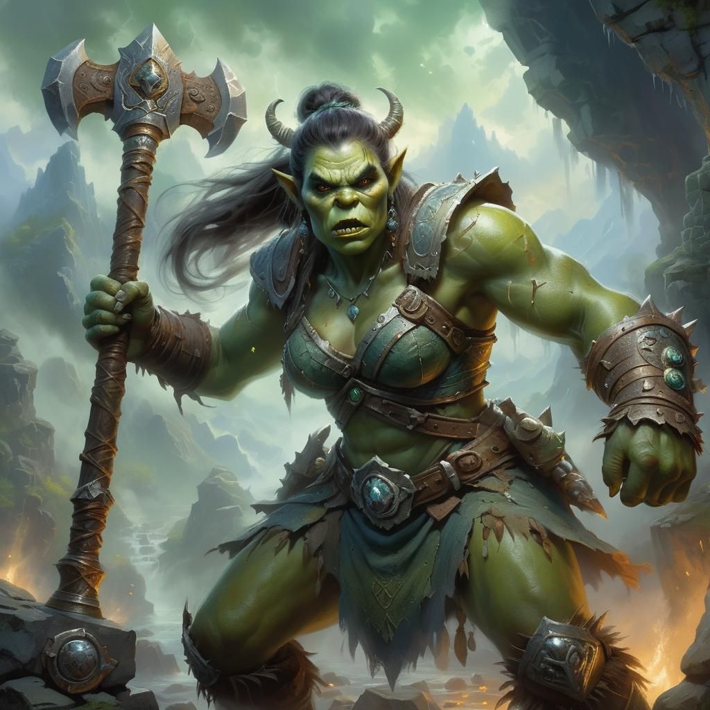 Ethereal Magical Orc Woman Warrior