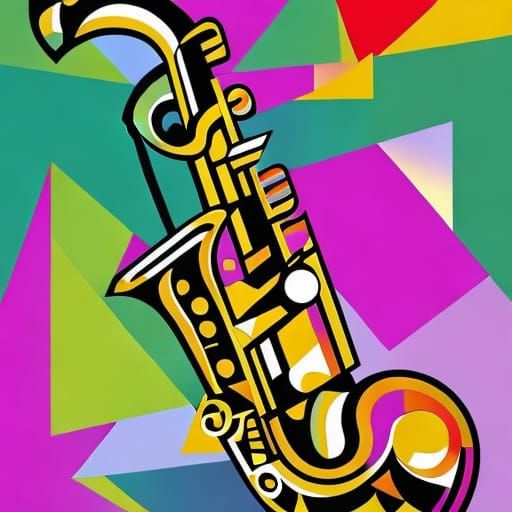 Geometric Saxophone in Cubist Style