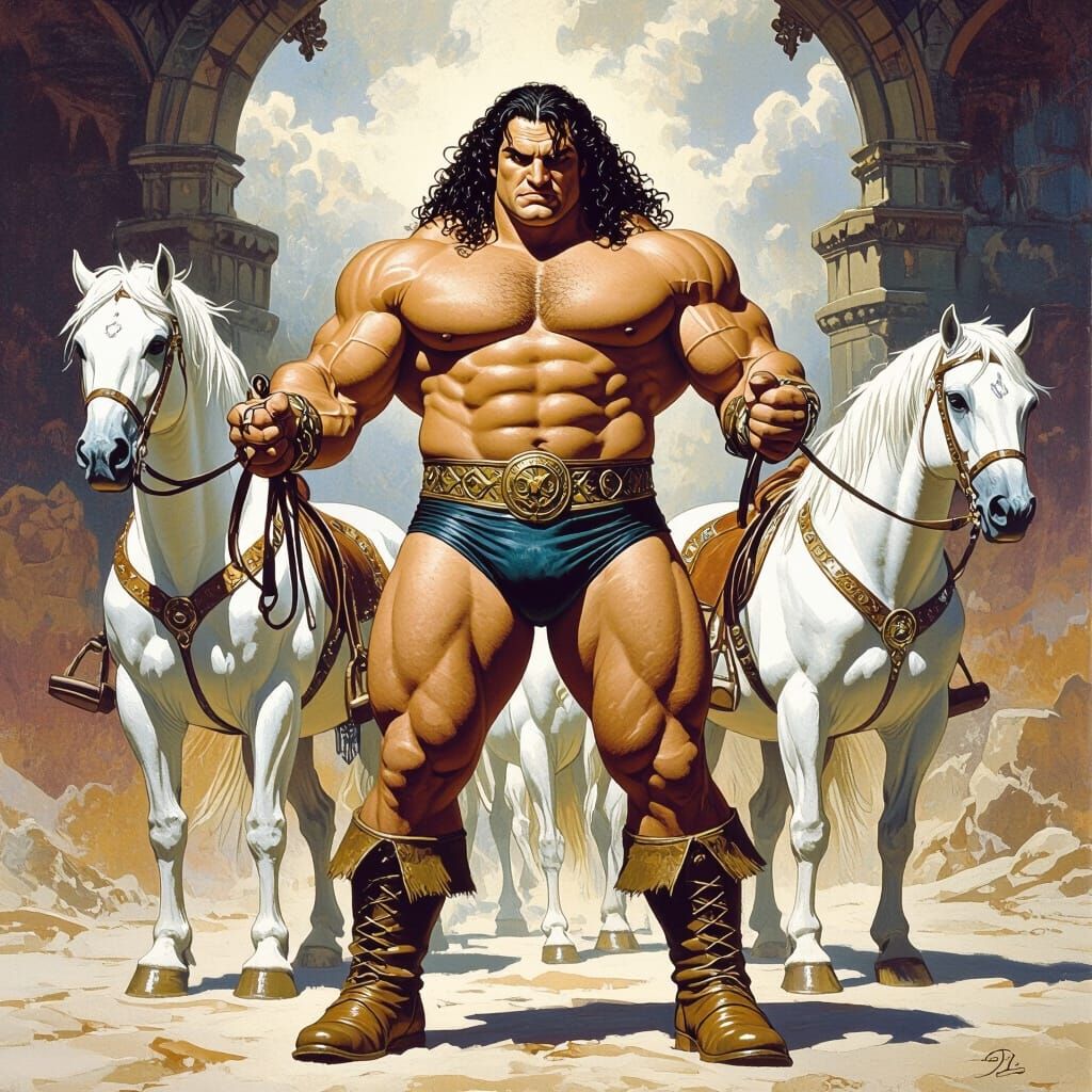 Fezzik as Andre the Giant with White Horses