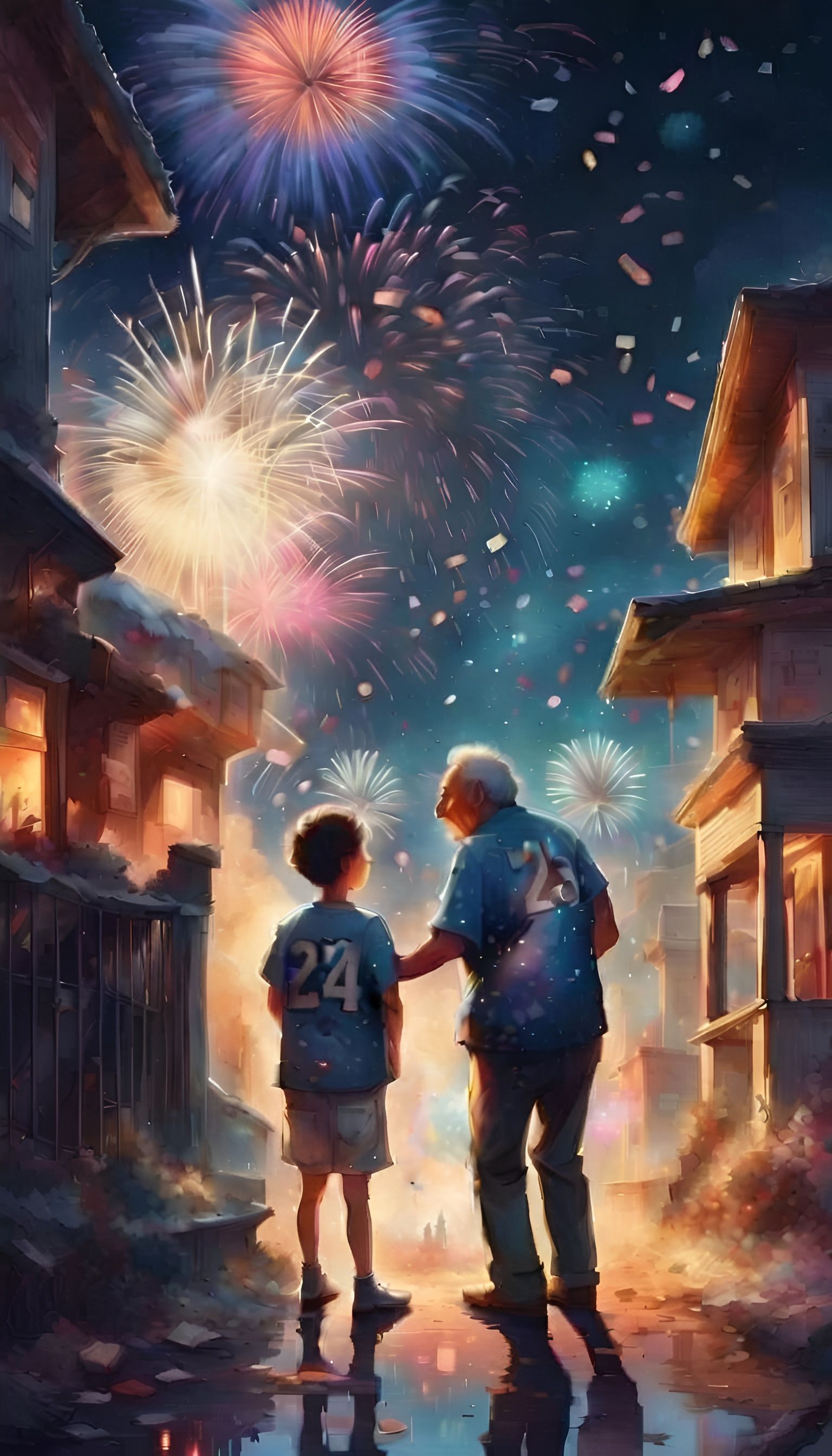 New Year's Eve Confetti Celebration at Midnight