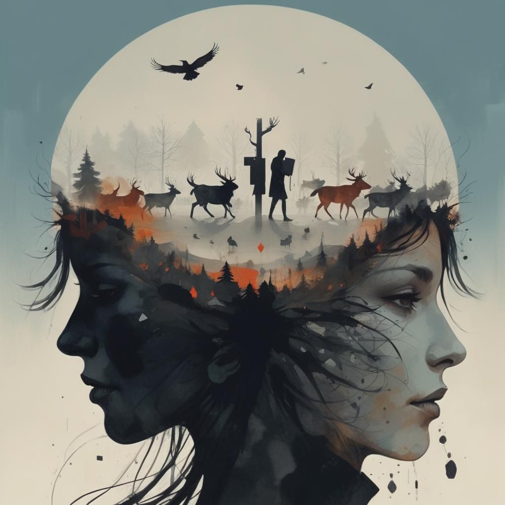 Black Friday Ritual in Layered Digital Art Style