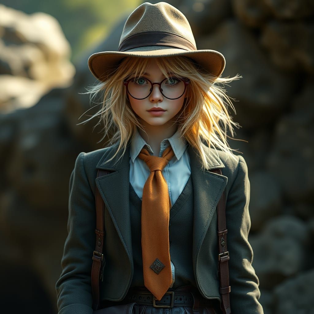 Young Lady Adventurer in Detailed Matte Painting Style